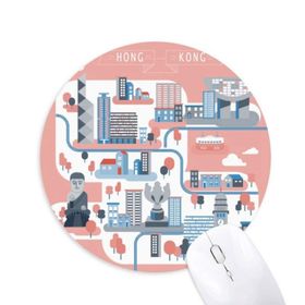 Dıythinker Hong Kong Ünlü Yerler Baskılı Yuvarlak Kaymaz Kauçuk Mouse Pad
