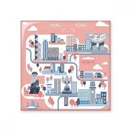 Dıythinker Hong Kong Ünlü Yerler Seramik 10x10 cm Seramik Karo