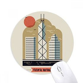Dıythinker Hong Kong Victoria Limanı Baskılı Yuvarlak Kaymaz Kauçuk Mouse Pad