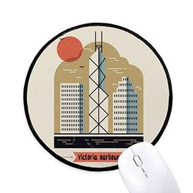 Dıythinker Hong Kong Victoria Limanı Yuvarlak Kaymaz Mouse Pad