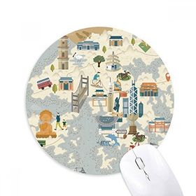 Dıythinker Hong Kong Yerel Bisiklet Ziyareti Çin Baskılı Yuvarlak Kaymaz Kauçuk Mouse Pad