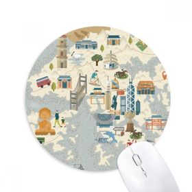 Dıythinker Hong Kong Yerel Bisiklet Ziyareti Çin Baskılı Yuvarlak Kaymaz Kauçuk Mouse Pad