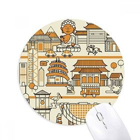 Dıythinker Hong Kong Yerel Stil Ziyareti Çin Baskılı Yuvarlak Kaymaz Kauçuk Mouse Pad