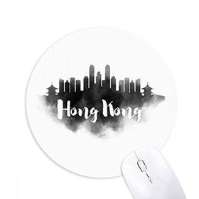Dıythinker HongKong Çin Simgesi Mürekkep Şehir Boyama Baskılı Yuvarlak Kaymaz Kauçuk Mouse Pad