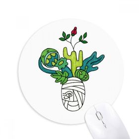Dıythinker Horus Botanik Mumya Bitki Kaktüs Baskılı Yuvarlak Kaymaz Kauçuk Mouse Pad