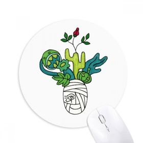 Dıythinker Horus Botanik Mumya Bitki Kaktüs Baskılı Yuvarlak Kaymaz Kauçuk Mouse Pad