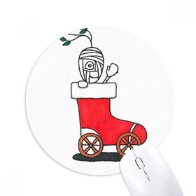 Dıythinker Horus Noel Kızağı Yaprak Çiçek Baskılı Yuvarlak Kaymaz Kauçuk Mouse Pad