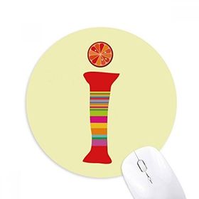 Dıythinker I Alphabet Turuncu Meyve Sevimli Desen Baskılı Yuvarlak Kaymaz Kauçuk Mouse Pad