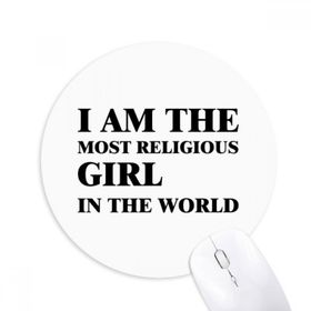 Dıythinker I Am The Religious Girl Baskılı Yuvarlak Kaymaz Kauçuk Mouse Pad