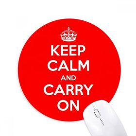 Dıythinker ı Keep Calm And Carry On Kırmızı Baskılı Yuvarlak Kaymaz Kauçuk Mouse Pad