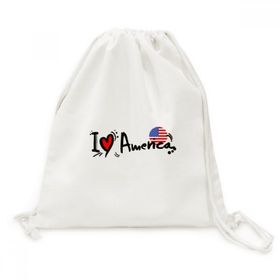 DIYThinker I Love America Kelime Bayrağı Aşk Kalp Illüstrasyon Tuval İpli Sırt Çantası