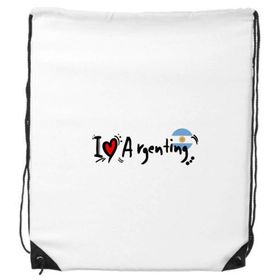 Dıythinker I Love Argenting Kelime Bayrağı Aşk Kalp İllüstrasyon İpli Sırt Çantası