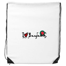 Dıythinker I Love Bangladeş Kelime Bayrağı Aşk Kalp İllüstrasyon İpli Sırt Çantası