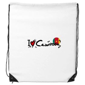 Dıythinker I Love Cameroon Kelime Bayrağı Aşk Kalp İllüstrasyon İpli Sırt Çantası
