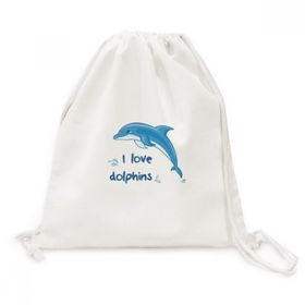 DIYThinker I Love Dolphins Illustrate Tuval İpli Sırt Çantası
