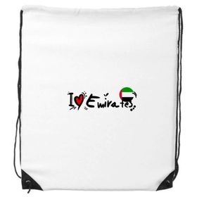 Dıythinker I Love Emirates Kelime Bayrağı Aşk Kalp İllüstrasyon İpli Sırt Çantası