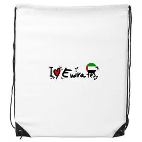 Dıythinker I Love Emirates Kelime Bayrağı Aşk Kalp İllüstrasyon İpli Sırt Çantası