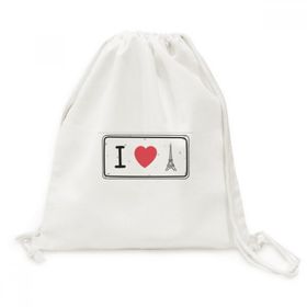 Dıythinker I Love Eyfel Kulesi Kelimeler Desen Kanvas İpli Sırt Çantası