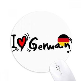 Dıythinker I Love German Word Flag Love Heart Illustration Baskılı Yuvarlak Kaymaz Kauçuk Mouse Pad