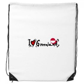 Dıythinker I Love Greenland Kelime Bayrağı Aşk Kalp İllüstrasyon İpli Sırt Çantası