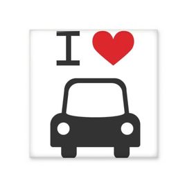 Dıythinker I Love Kırmızı Kalp Araba Desenli Parlak 10x10 cm Seramik Karo