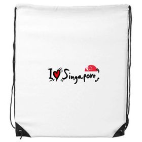 Dıythinker I Love Singapur Kelime Bayrağı Aşk Kalp İllüstrasyon İpli Sırt Çantası