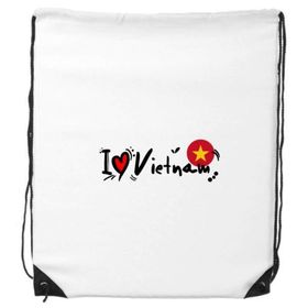 Dıythinker I Love Vietnam Kelime Bayrağı Aşk Kalp İllüstrasyon İpli Sırt Çantası
