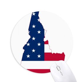 Dıythinker Idaho Amerika Haritası Yıldızlar Çizgili Bayrak Baskılı Yuvarlak Kaymaz Kauçuk Mouse Pad