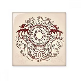 Dıythinker İki Çin Ejderhası Hayvan Portre Seramik 10x10 cm Seramik Karo