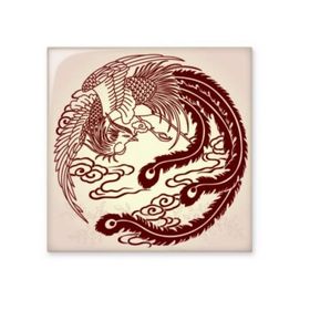 Dıythinker İki Phoenixes Fly Animal Portre 15x15 cm Seramik Karo