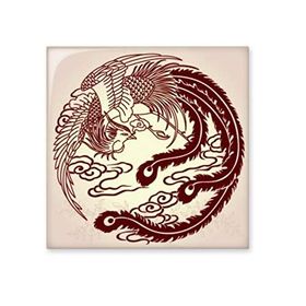 Dıythinker İki Phoenixes Fly Animal Portre 15x15 cm Seramik Karo