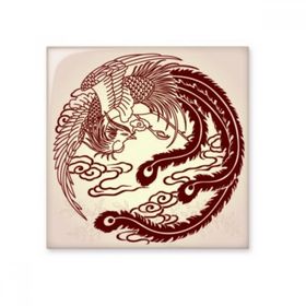 Dıythinker İki Phoenixes Fly Animal Portre Seramik Bisque Fayans 10x10 cm Seramik Karo