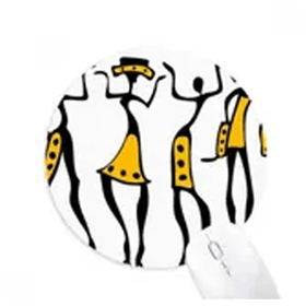 Dıythinker İlkel Afrika Aborijin Siyah Totemler Çizim Yuvarlak Kaymaz Kauçuk Mouse Pad