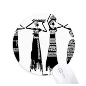 Dıythinker İlkel Afrika Elbiseleri Aborijin Siyah Totemler Yuvarlak Kaymaz Kauçuk Mouse Pad