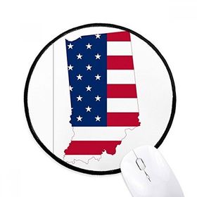 Dıythinker Illinois ABD Haritası Yıldız Çizgili Bayrak Şekli Yuvarlak Kaymaz Mouse Pad