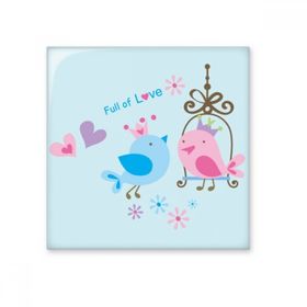 Dıythinker İllüstrasyon Sevimli Kuşlar Kafes Seramik 10x10 cm Seramik Karo