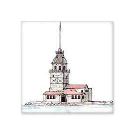 Dıythinker İstanbul Türkiyede Kız Kulesi Seramik 10x10 cm Seramik Karo