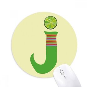 Dıythinker J Alfabe Turuncu Meyve Sevimli Desen Baskılı Yuvarlak Kaymaz Kauçuk Mouse Pad