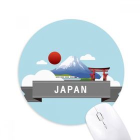 Dıythinker Japon Dağı Fuji Kırmızı Güneş Rayı Tren Tapınağı Baskılı Yuvarlak Kaymaz Kauçuk Mouse Pad