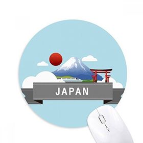 Dıythinker Japon Dağı Fuji Kırmızı Güneş Rayı Tren Tapınağı Baskılı Yuvarlak Kaymaz Kauçuk Mouse Pad