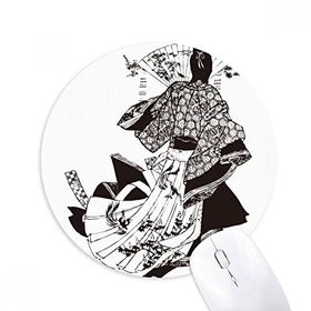 Dıythinker Japon Geleneksel Kültür Kimono Baskılı Yuvarlak Kaymaz Kauçuk Mouse Pad