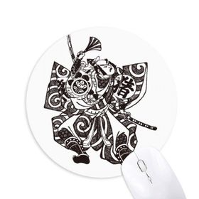 Dıythinker Japon Geleneksel Kültür Kimono Samurai Baskılı Yuvarlak Kaymaz Kauçuk Mouse Pad
