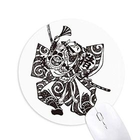 Dıythinker Japon Geleneksel Kültür Kimono Samurai Baskılı Yuvarlak Kaymaz Kauçuk Mouse Pad