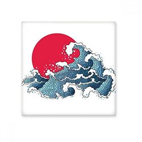 Dıythinker Japon Kırmızı Güneş Deniz Suluboya Seramik 10x10 cm Seramik Karo