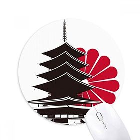 Dıythinker Japon Krizantem ve Tapınak Baskılı Yuvarlak Kaymaz Kauçuk Mouse Pad