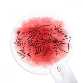 Dıythinker Japon Kültürü Japon Balığı İllüstrasyon Baskılı Yuvarlak Kaymaz Kauçuk Mouse Pad