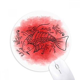 Dıythinker Japon Kültürü Japon Balığı İllüstrasyon Baskılı Yuvarlak Kaymaz Kauçuk Mouse Pad