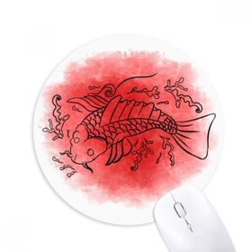 Dıythinker Japon Kültürü Japon Balığı İllüstrasyon Baskılı Yuvarlak Kaymaz Kauçuk Mouse Pad
