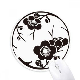 Dıythinker Japon Kültürü Sevimli Siyah Sakura Baskılı Yuvarlak Kaymaz Kauçuk Mouse Pad
