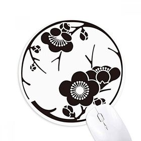 Dıythinker Japon Kültürü Sevimli Siyah Sakura Baskılı Yuvarlak Kaymaz Kauçuk Mouse Pad